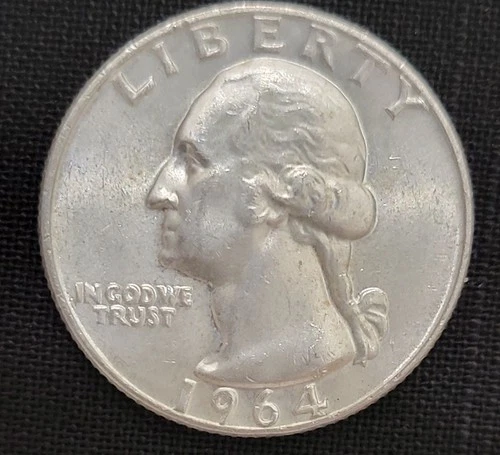 ** 1964 Washington Quarter Circulated Coin  90% Silver  NICE  (Lot 19)
