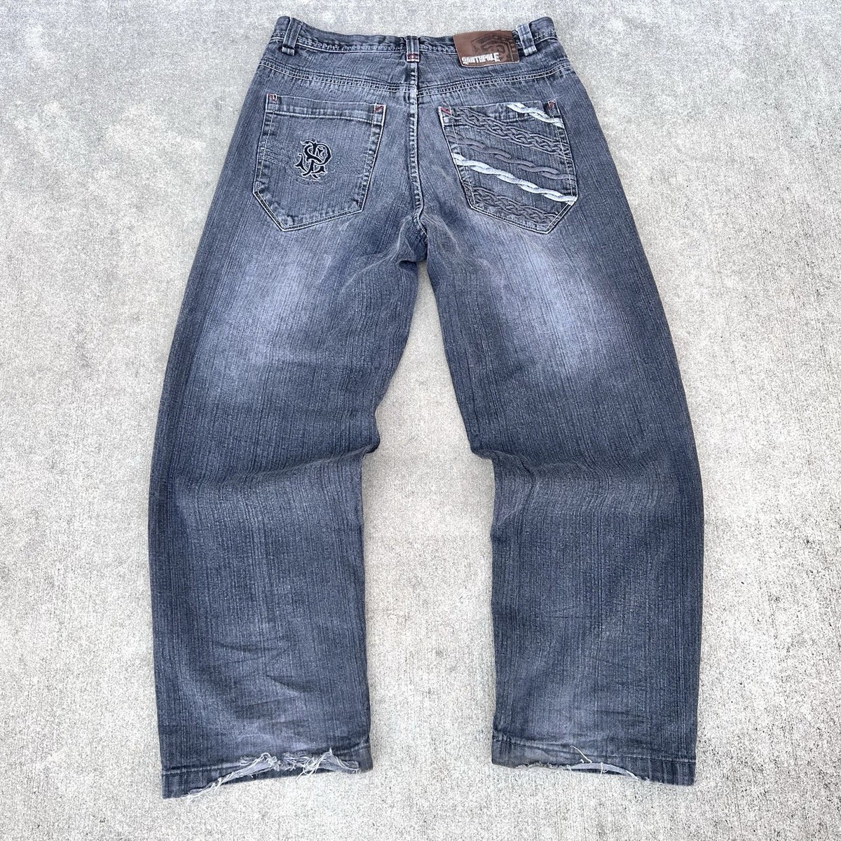 Vintage Y2K Southpole Black Charcoal Grey Baggy Wide Leg Jeans