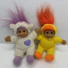 Russ Troll Doll Purple Hair Heart Lamb Orange Hair Duckie 7" Soft Body Stuffed