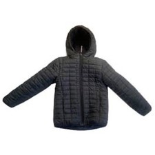 Cat  Jack Kids Black Hooded Puffer Jacket Grid Quilted Full Zip Coat 5T