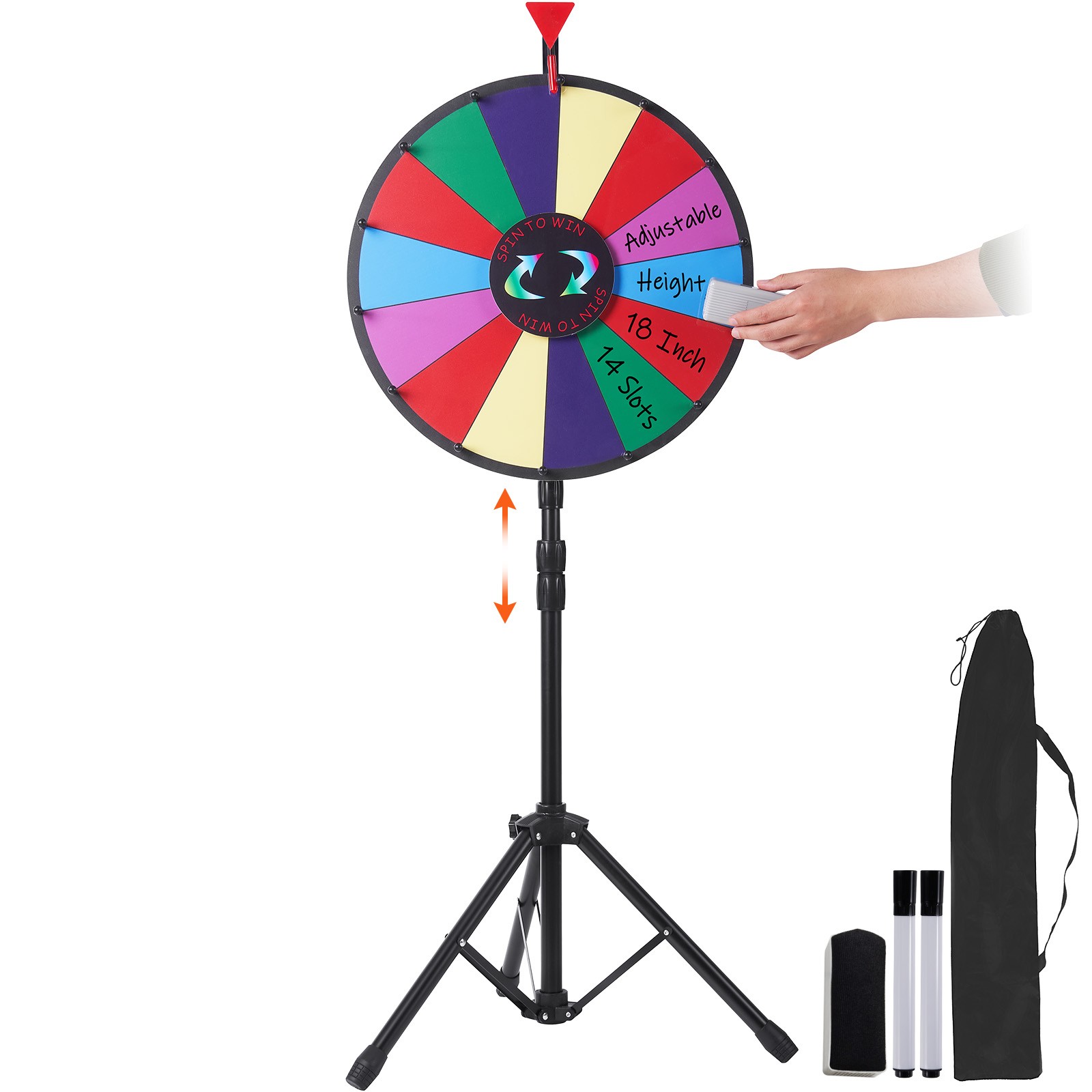 Uimoso 18" Color Prize Wheel Folding Tripod Floor Stand Spinnig Game Fortune PVC