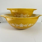 VTG Pyrex Corning Butterfly Gold Cinderella Nesting Mixing Bowl Set 442 444 MCM
