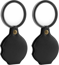 20X Pocket Magnifier, 2Pcs Small Pocket Magnify Glass, Rotating Folding HD Mini