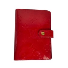 LOUIS VUITTON Vernis Agenda PM Planner Cover, R21003, Rouge Red Women USED