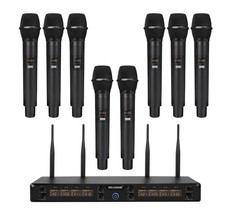 8-Channel Wireless Microphone System, UHF 500MHz Cordless Mic Set w/ 8x5 Freq...