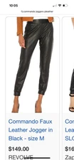 Commando Faux Vegan Leather Tapered Jogger Pants Black Size Small