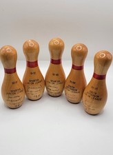 Vintage wooden miniature bowling pins high games set of 5 different winners