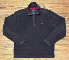 VTG American Eagle AE Mens Size L Brown Fleece 1/4 Zip Long-Sleeve Pullover
