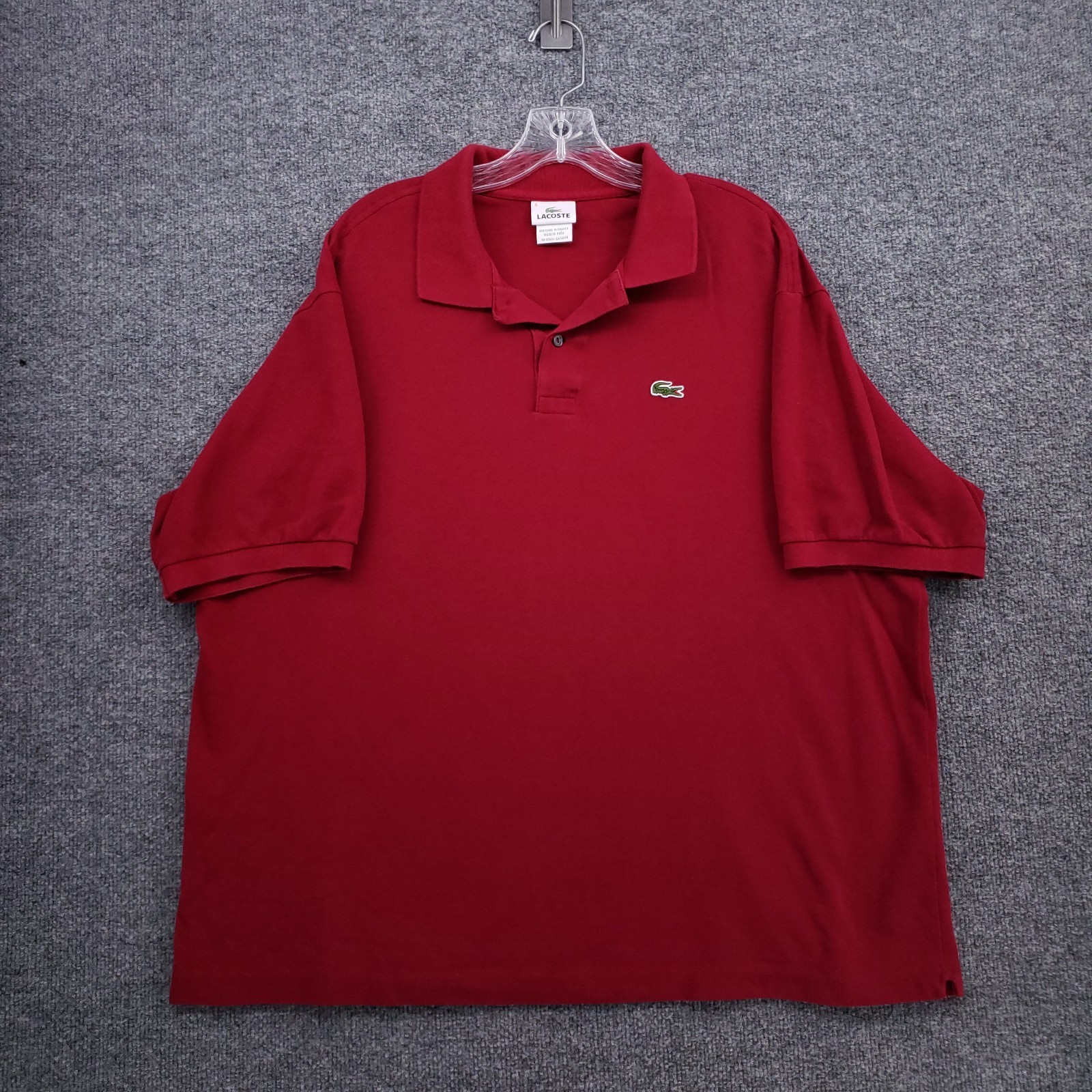 Lacoste Polo Shirt Mens 9 US 4XL Red Cotton Short Sleeve Golf Croc Casual Preppy