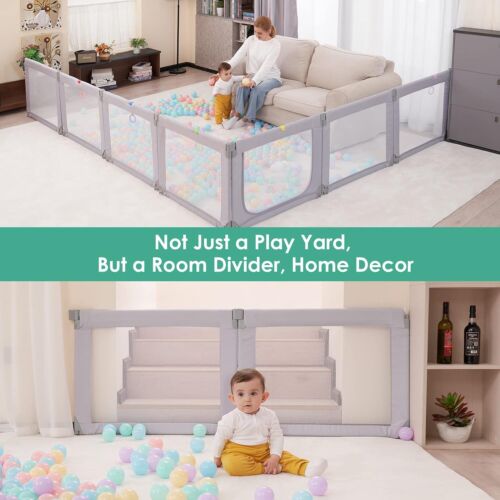 Foldable Large Kid Baby Playpen Fence Safety Play Yard Sturdy Breathable Mesh