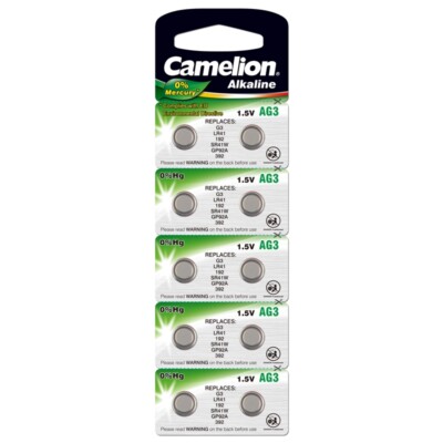 3600x Knopfzelle AG3-LR41-SR41-392-736 Uhrenbatterien Alkaline von Camelion