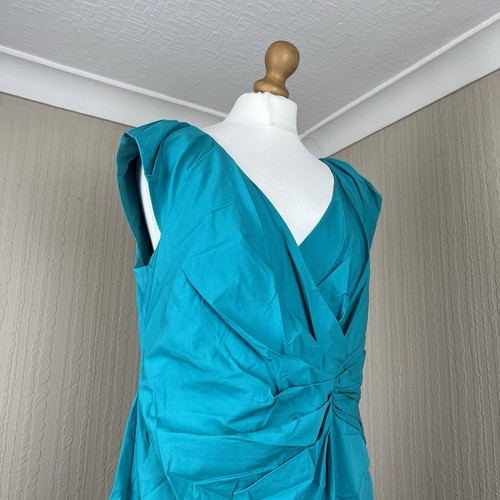 Coast Teal Green Ruched Shift Dress Size 14 Sleeveless Stretch Fit Wedding - 第 12/12 張圖片