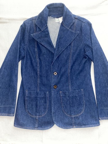 Vintage 1970s Denim Jacket Maverick Misses Blazer Women’s Size Large Made In USA - Picture 8 of 9