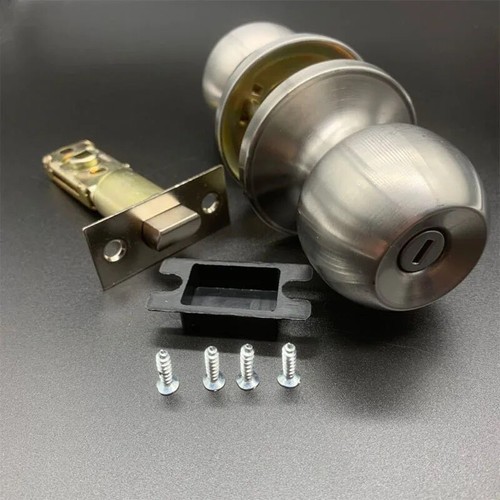 Stainless Steel Round Privacy Ball Door Knobs Handle Entrance Lock With 3 Keys - Imagen 5 de 11
