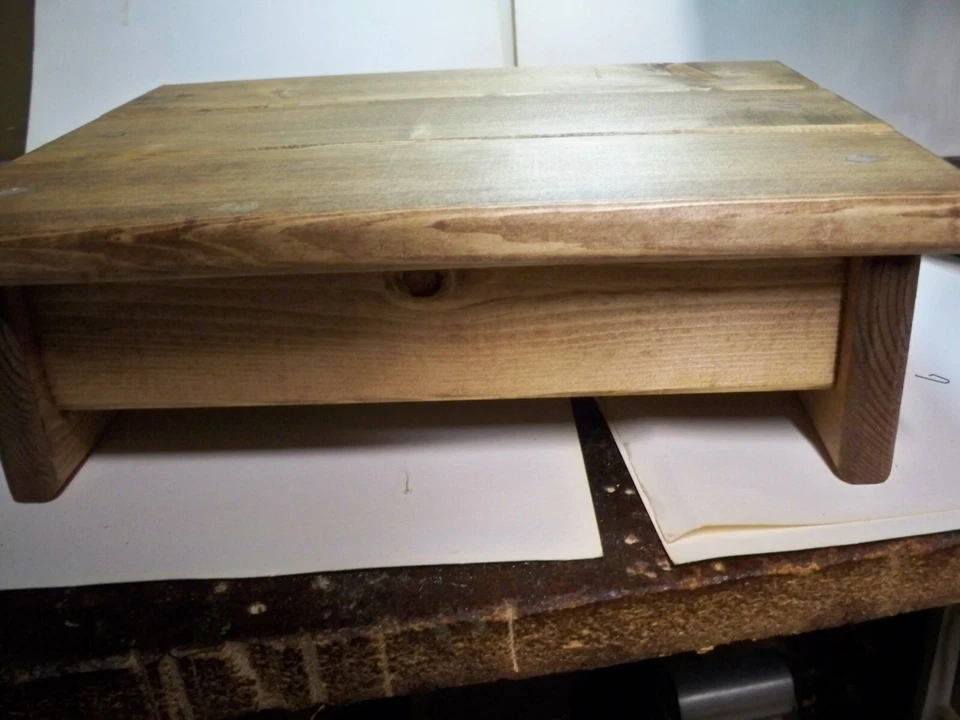 4" Handcrafted Wooden Step Stool, 4" high, Pine Early American Stain - Image 3 of 4