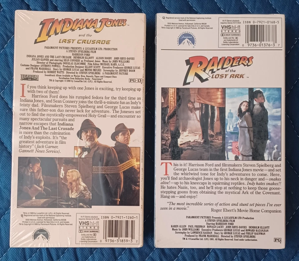 Indiana Jones And The Last Crusade & Raiders Of The Lost Ark Sealed VHS Tapes - Image 2 of 4