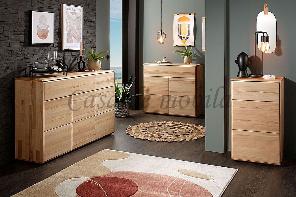Sideboard 2 türig OKER 100x89x40cm Kernbuche massiv natur geölt kommode Anrichte