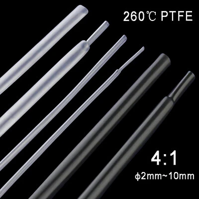 NEIN PTFE 4:1 Schrumpfschlauch Φ2mm bis 10mm Schrumpfschläuche Hohe Temperatur 260℃