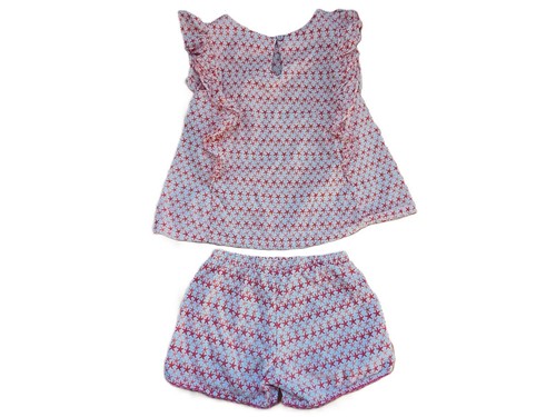 Joules Girls White and Red Sky Star Fish Geo Frilled Top and Shorts Size 4 - Picture 2 of 12