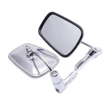 PAIR CHROME 7/8" BAR END MIRROR RECTANGLE HEAD ALUMINUM HANDLEBAR UNIVERSAL UK