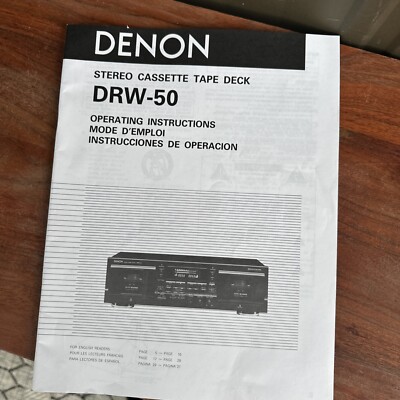 Denon DRW-50 Owners Manual Stereo Cassette Tape Deck Operating Instructions