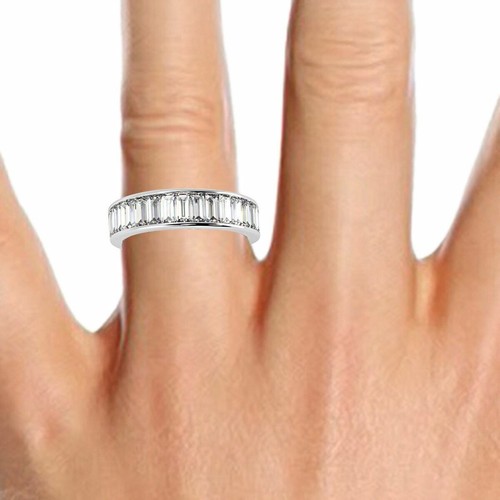 1.50Ct Natural Baguette Diamond Channel Set Full Eternity UK in Platinum - Picture 6 of 11