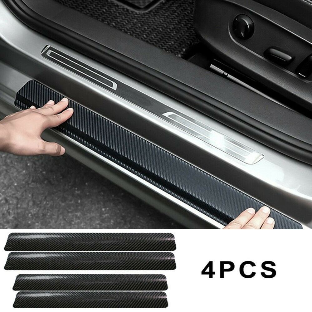 4-Piece Carbon Fiber Car Door Sill Protector Anti-Scratch Stickers