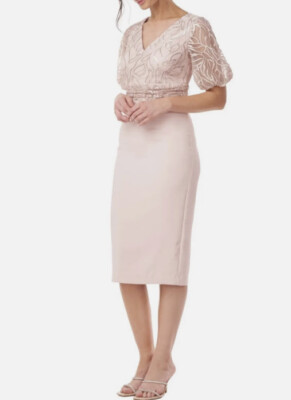 JS Collections Emersyn Beaded Midi Dress, English Rose, Size 6 JS Collections Emersyn Beaded Midi Dress, English Rose, Size 6