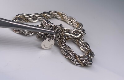 Tiffany & Co. Sterling Silver & 18k Gold Twisted Rope Bracelet 7.5