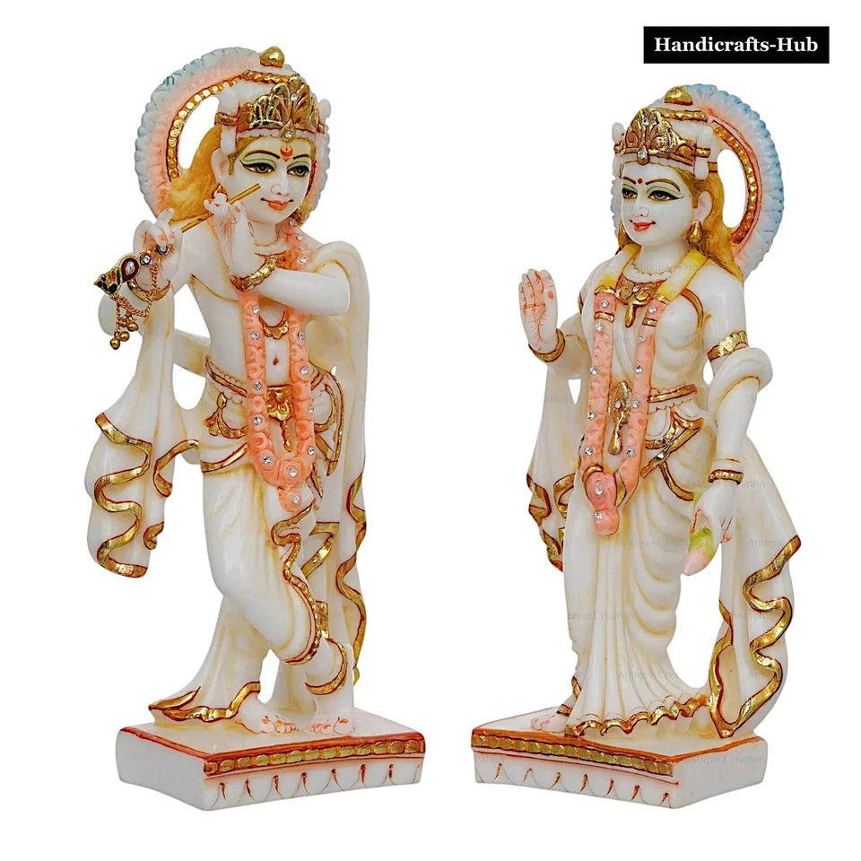 Estátua Radha Krishna 12" ídolo Moorti Murti hindu templo doméstico presente religioso deco - Imagem 3 de 4