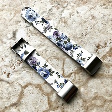 FL-2-CH Soft Leather Floral Strap Band with Adapters for Fitbit Charge 6 5 and 4