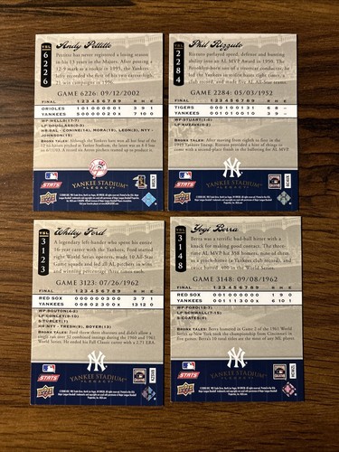 2008 UD Yankee Stadium Legacy Pettitte, Rizzuto, Ford, Berra 4 Card LOT - Picture 2 of 2