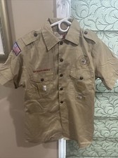 Boy Scout BSA UNIFORM SHIRT Men s Small Short Sleeve Tan H30