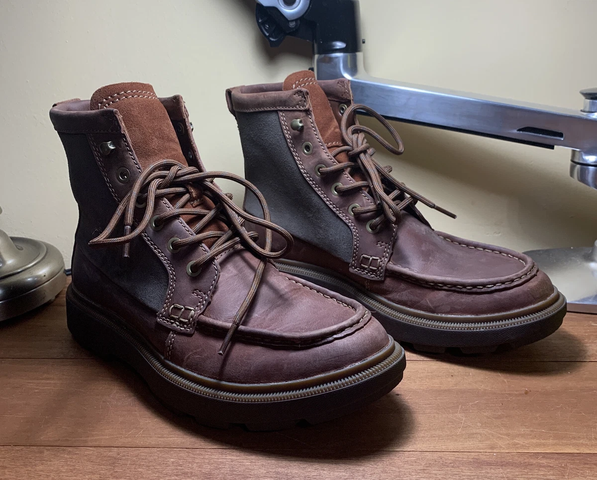 70-Clarks Ankle Boots Apron Toe Brown Up Winter Mens US 7 M | eBay