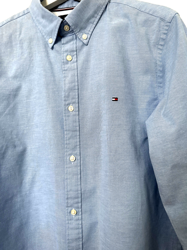 tommy hilfiger men blue shirt slim fit stretch size L - Picture 3 of 8