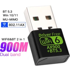 Dual Band Mini USB Wifi 6 AX900M 802.11AX Wifi Bluetooth Dongle for PC Win 10/11