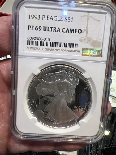 1993 P $1 1 oz Proof Silver American Eagle NGC PF69 Ultra Cameo