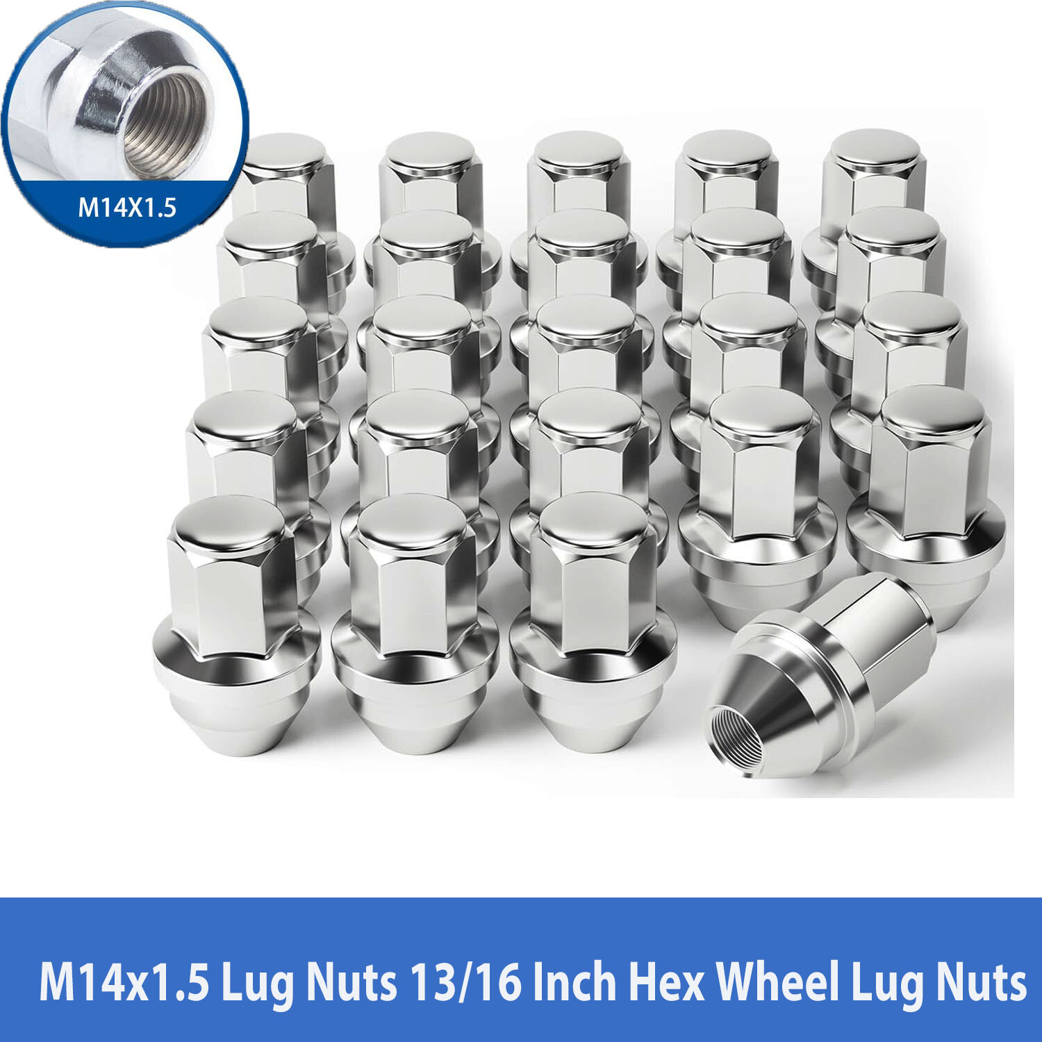 24pcs M14x1.5 Lug Nuts 13/16 Inch Hex Cone Seat for Ford F150 Lincoln Navigator
