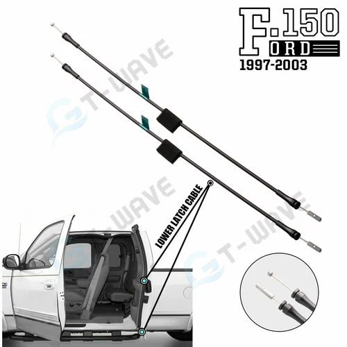 Rear Door Lower Side Door Latch Release Cable for Ford 97-04 F150 F250 (2 PCS)