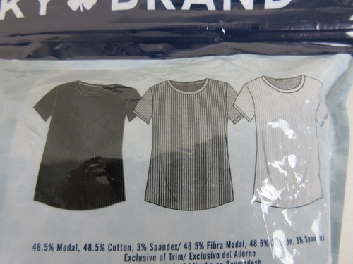Lucky Brand Lady Rib Crew Neck T-Shirt 3-Pack, Size L - Black/White/Gray (NWT) - Picture 5 of 5