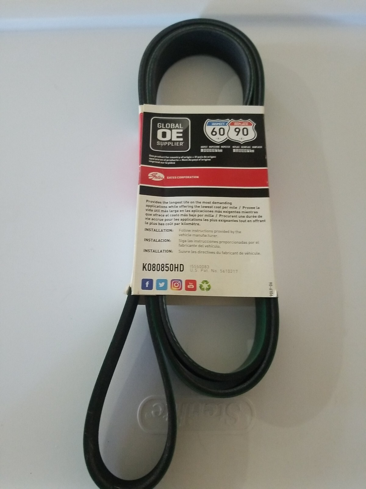 Gates Serpentine BeltFleetrunner MicroV Belt K080850HD free shipping