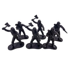 Plastic Army Men Black Figures Lot of 6 Replacement Parts Pieces