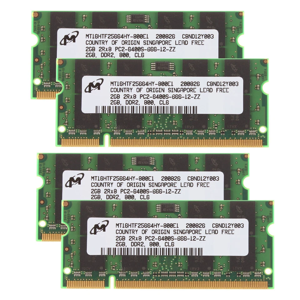 Micron DDR2 RAM 2 GB 4 GB 8 GB 800Mhz PC2-6400 200pin SODIMM Laptop Memory Lot - Image 4 of 4