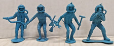 Vintage Lot of 4 Marx Light Blue Figures Space Men Astronauts C6
