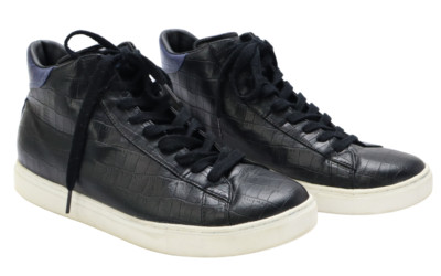 ARMANI JEANS Sneakers Herren UK 9 Knöchel Runde Spitze Schwarz Schnürung