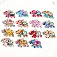 28 ASSORTED COLORS ENAMEL ELEPHANT CHARMS for Jewelry making, Crafts, etc.  NEW