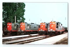 SEMTA Railroad 902-905 Four Geeps Layover Grand Trunk Pontia MI Vintage Postcard