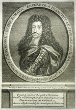 LEOPOLD IGNATIUS 1ST KING (1640-1705) COBOURG PORTRAIT ENGRAVING 18th century