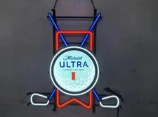 Michelob Ultra Beer Golf Ball & Clubs Light Up Led Sign Man Cave Game Room 26x24