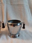 Vintage Art Deco Chrome Sugar & Creamer  Bakelite Handles Shiny! — photo 3